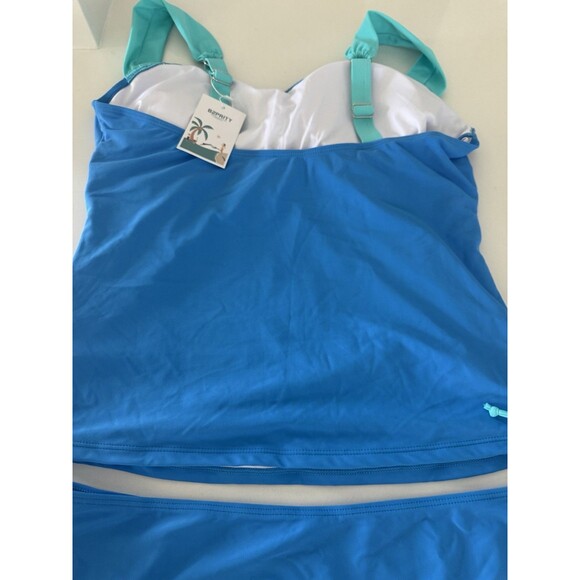 Tankini Swimsuit for Women Tummy Control Two Piece High Waist size 2XL turquoise - Picture 11 of 14